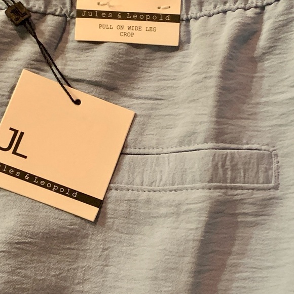 Jules And Leopold Pull On Wide Leg Pants Size M Light Blue NWT With Pockets - Picture 3 of 7